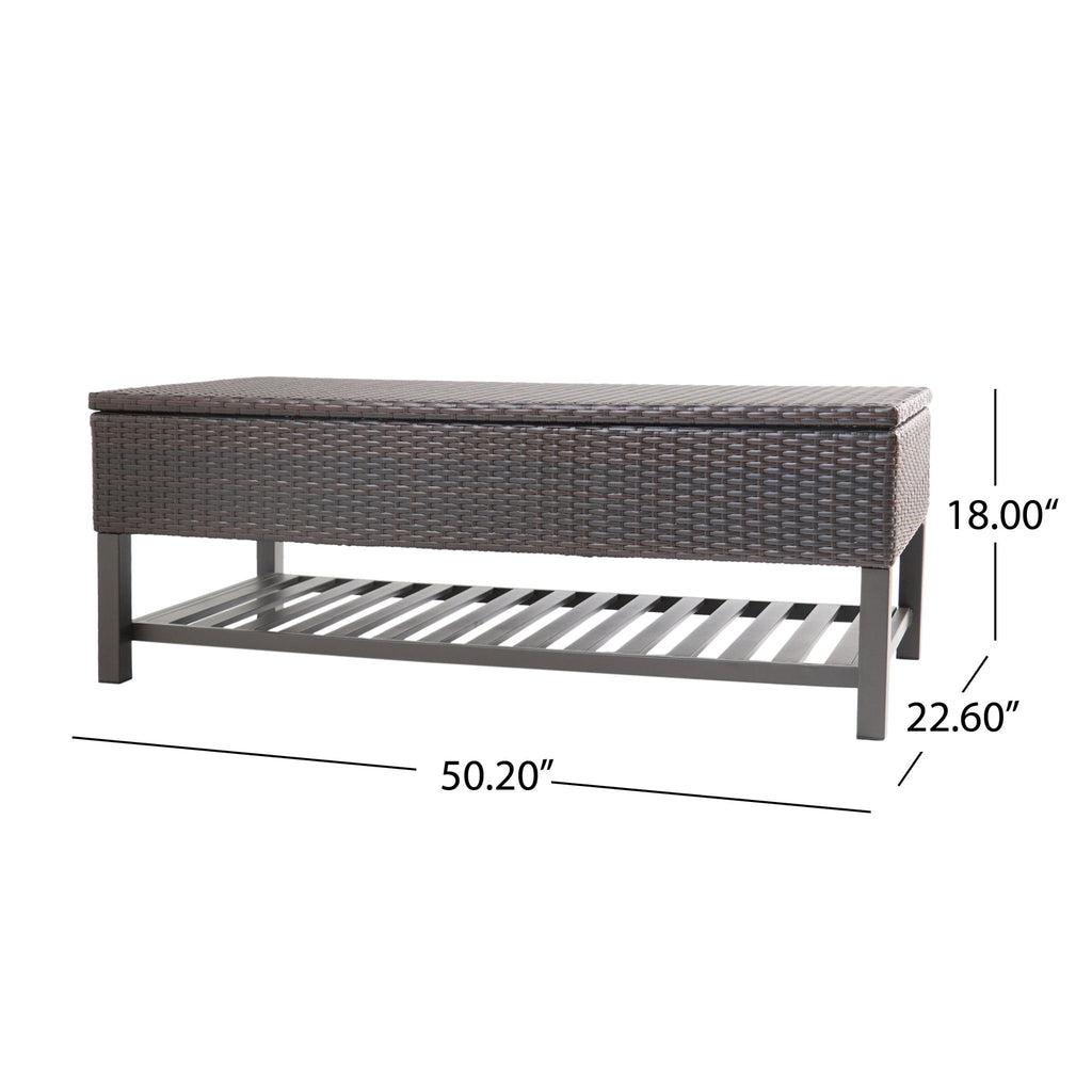 Regent - Storage Bench With Metal Rack - Brown Multi