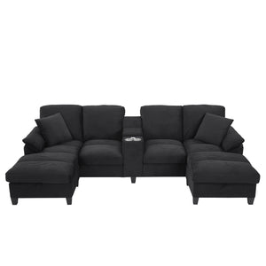 Modern U-Shaped Sectional Sofa With Storage Ottomans