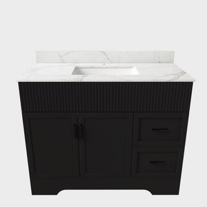 Bathroom Vanity Set, Fluted Cabinet, Soft Close Doors, Single Faucet Hole, Sink Included - Black