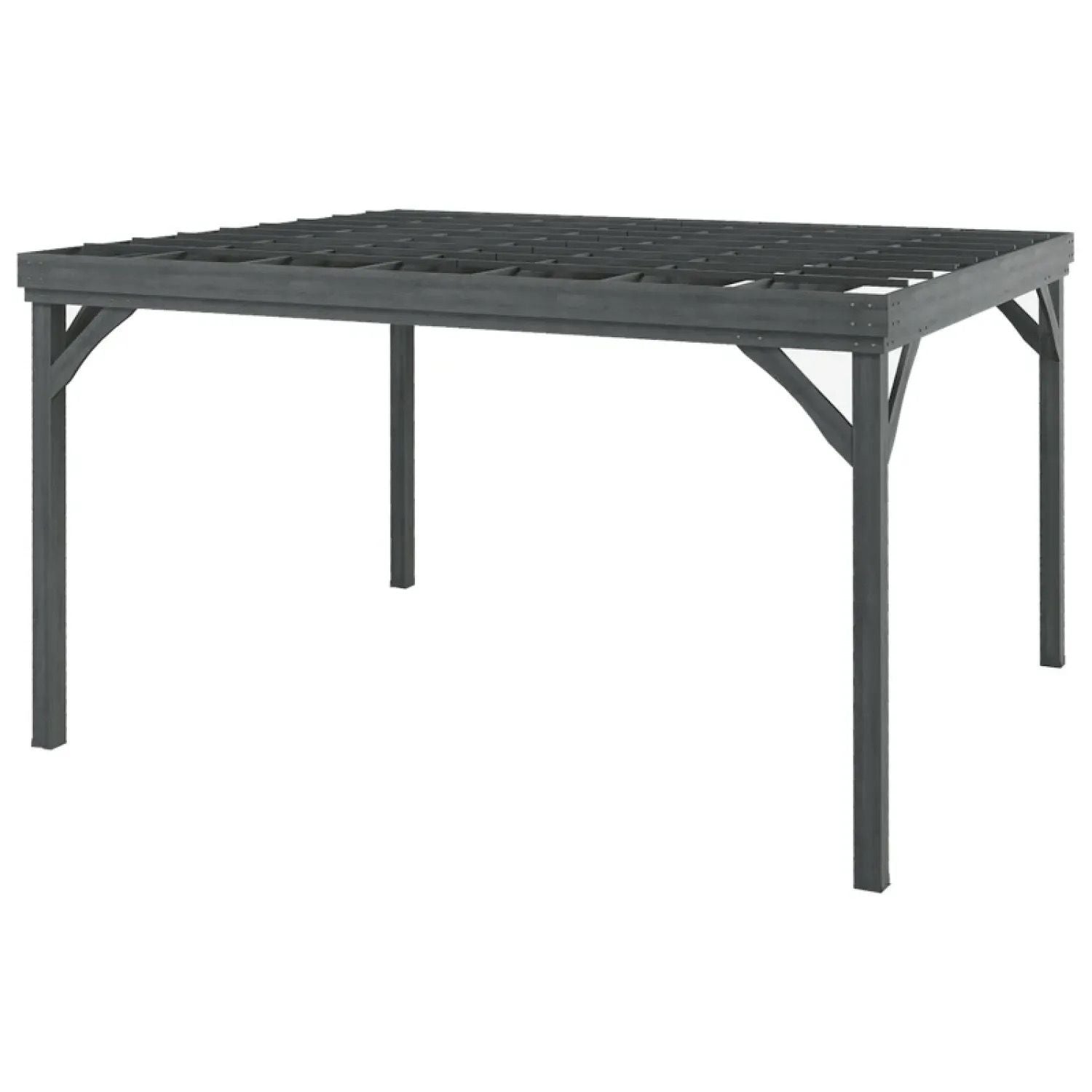 Patio Grape Vine Gazebo Outdoor Pergola With Open Roof For Climbing Plants - Gray