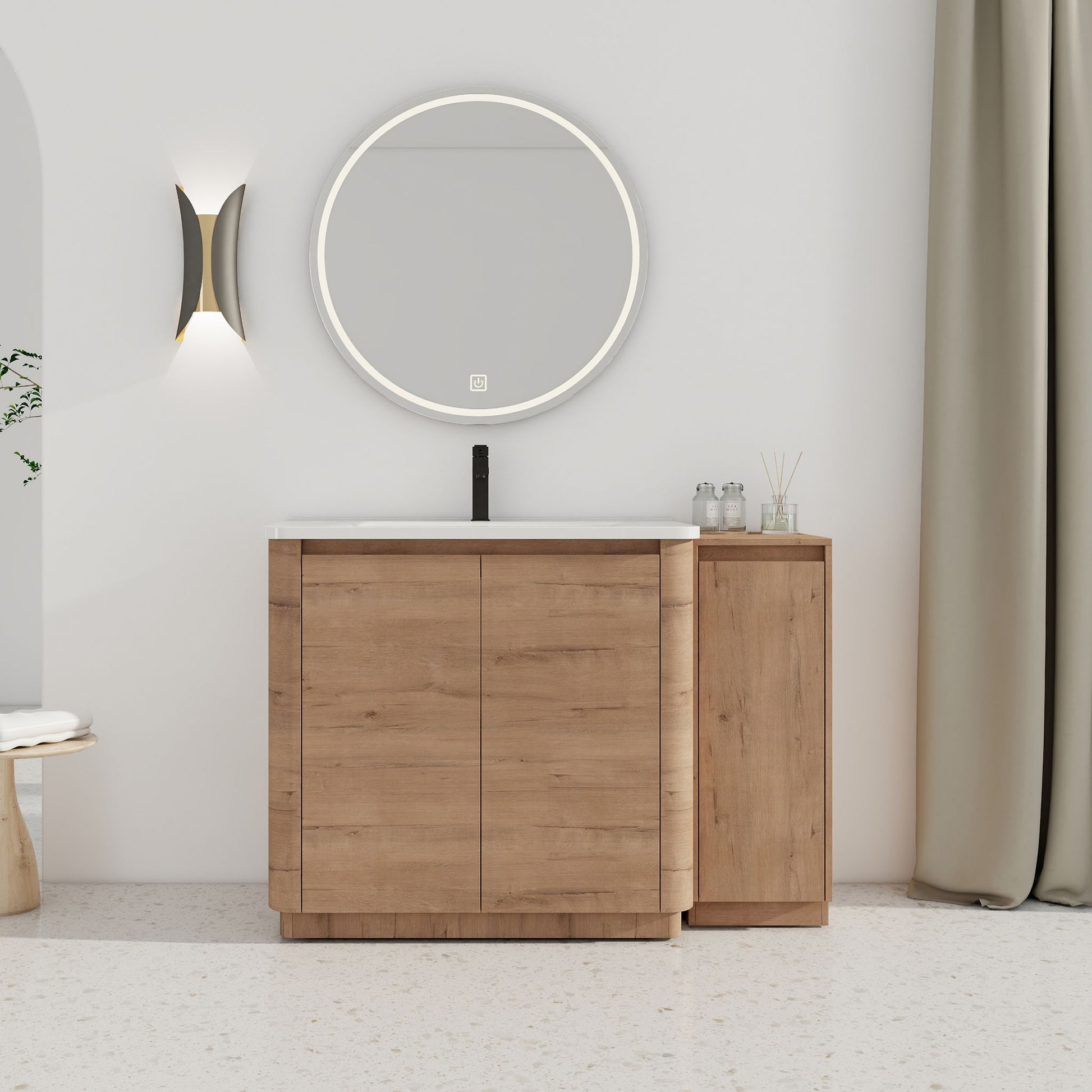 Freestanding Bathroom Vanity With Sink, 1 Small Storage Cabinet, Soft Close Door