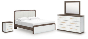 Kendanport - 4 Pc. - King Platform Bed, Dresser, Mirror And Nightstand - Brown / White