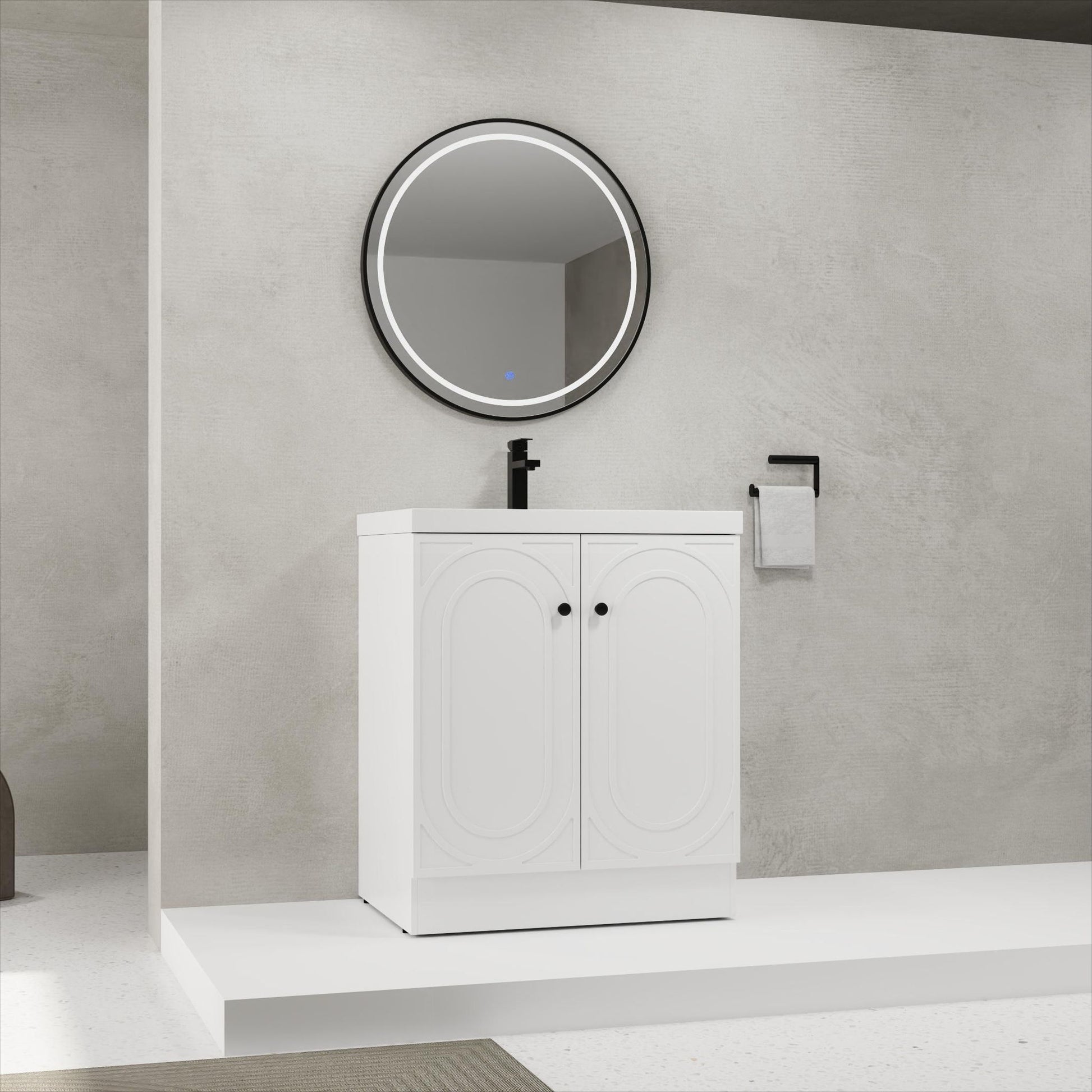 Contemporary Freestanding Bathroom Vanity With Resin Sink & Soft-Close Cabinet Doors