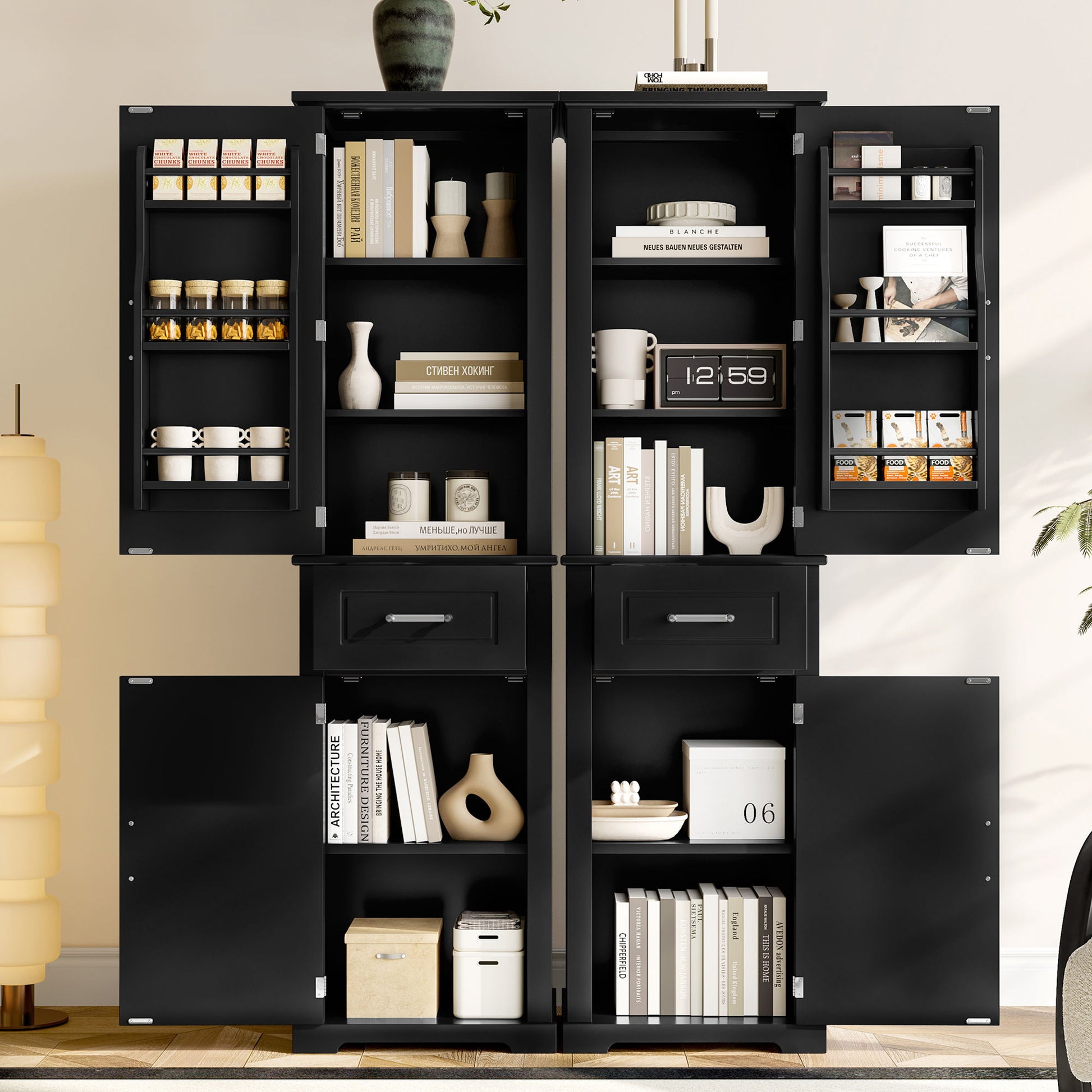 Tall Freestanding Bathroom Storage Cabinet With Adjustable Shelf, 2 Door Design