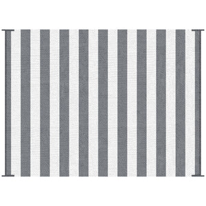 Outsunny - Reversible Outdoor Rug, 9' x 12' Waterproof Plastic Straw Floor Mat, Portable Rv Camping Carpet With Carry Bag, Large Floor Mat For Backyard, Deck, Picnic, Beach - Gray & White Striped