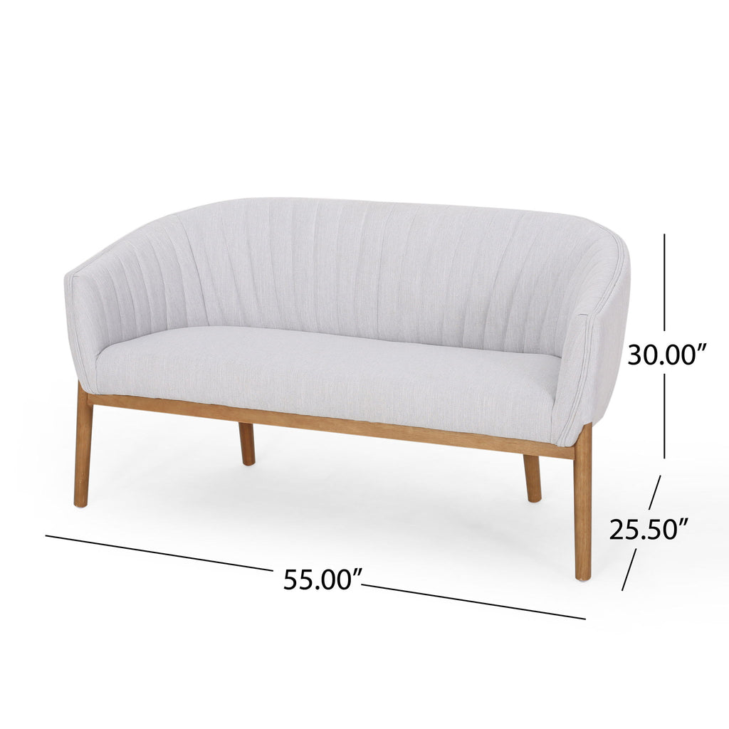 Mid Century Modern Loveseat With Channel Stitched Backrest