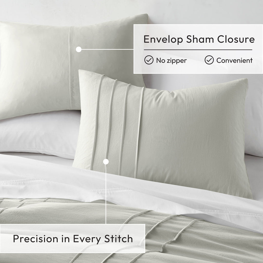 Porter - Soft Washed Pleated Comforter Set - Silver
