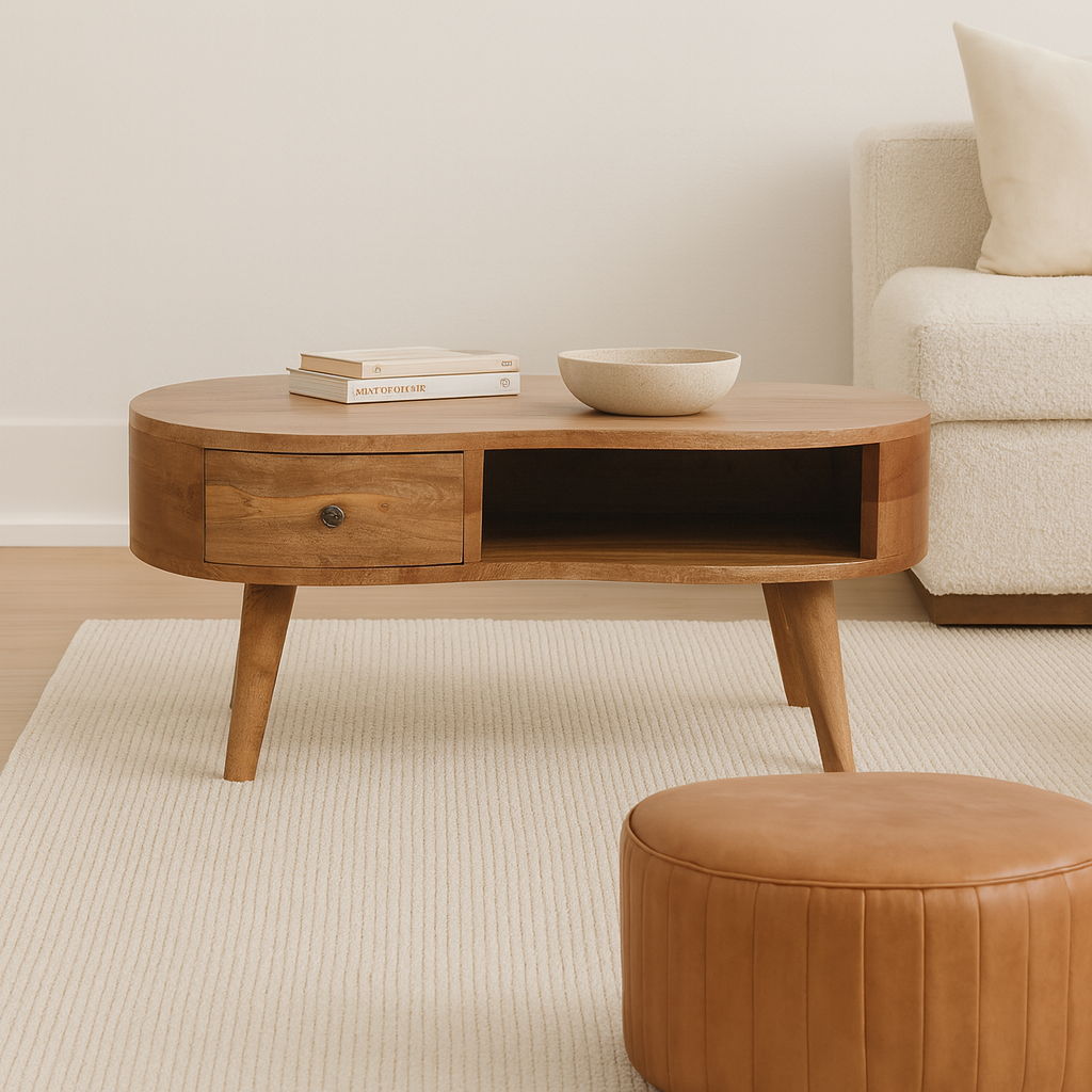 Wave Coffee Table With 1 Drawer