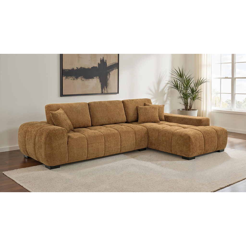 Plather - Sectional Sofa With Chaise - Amber
