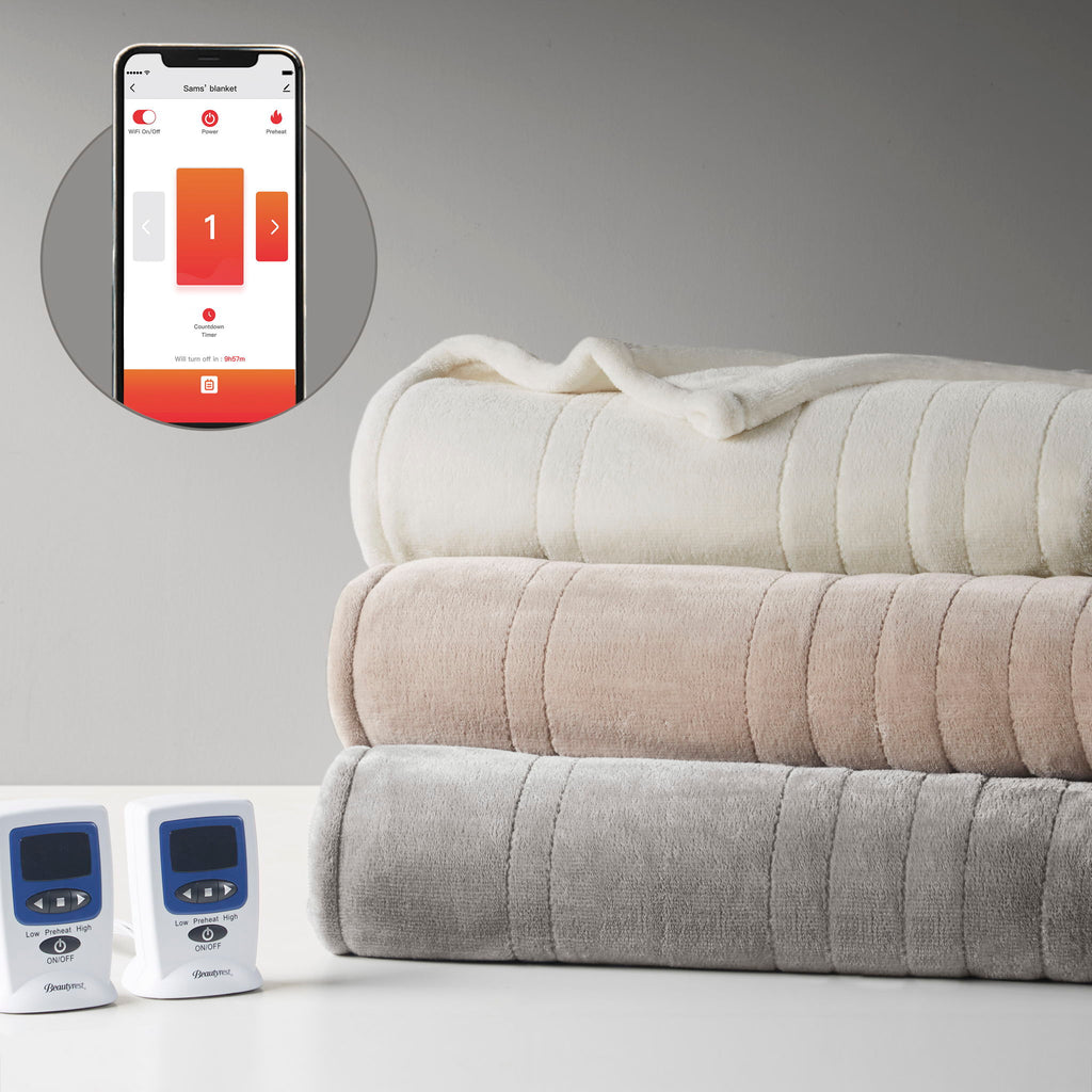 Microplush - Queen Heated Blanket With Wifi Technology - Ivory