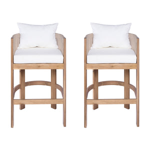 Modern Matera Barstool (Set of 2) With Wraparound Back And Rope - Teak / Beige