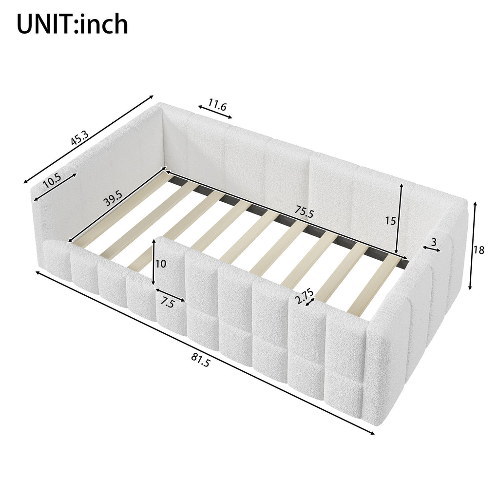 Upholstered Daybed With Soft Padded Cube Design