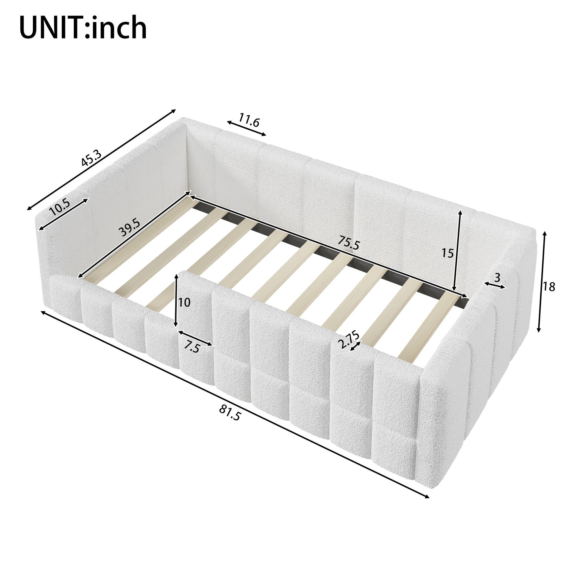 Upholstered Daybed With Soft Padded Cube Design