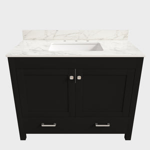 Bathroom Vanity Set, Sink And Faucet Holes Included - Black