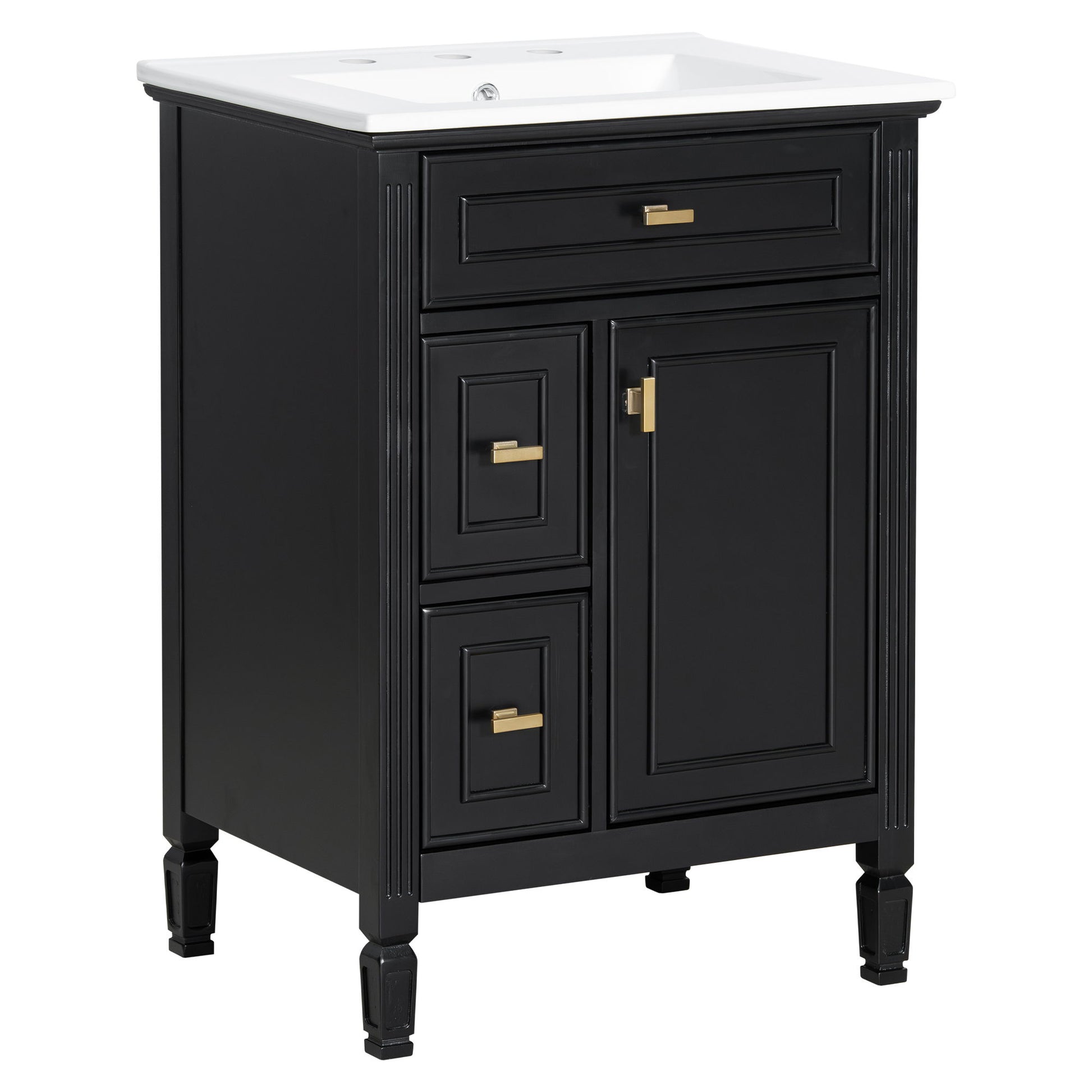 Modern Bathroom Vanity With Sink, Flip Drawer, 2 Drawers, Adjustable Shelf