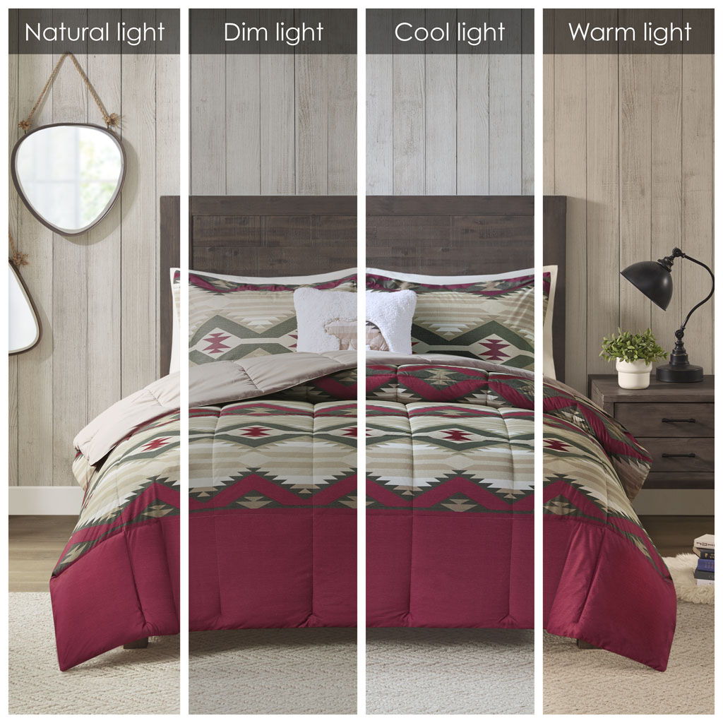 Emmet Creek - Down Alternative Comforter Set With Throw Pillow - Red