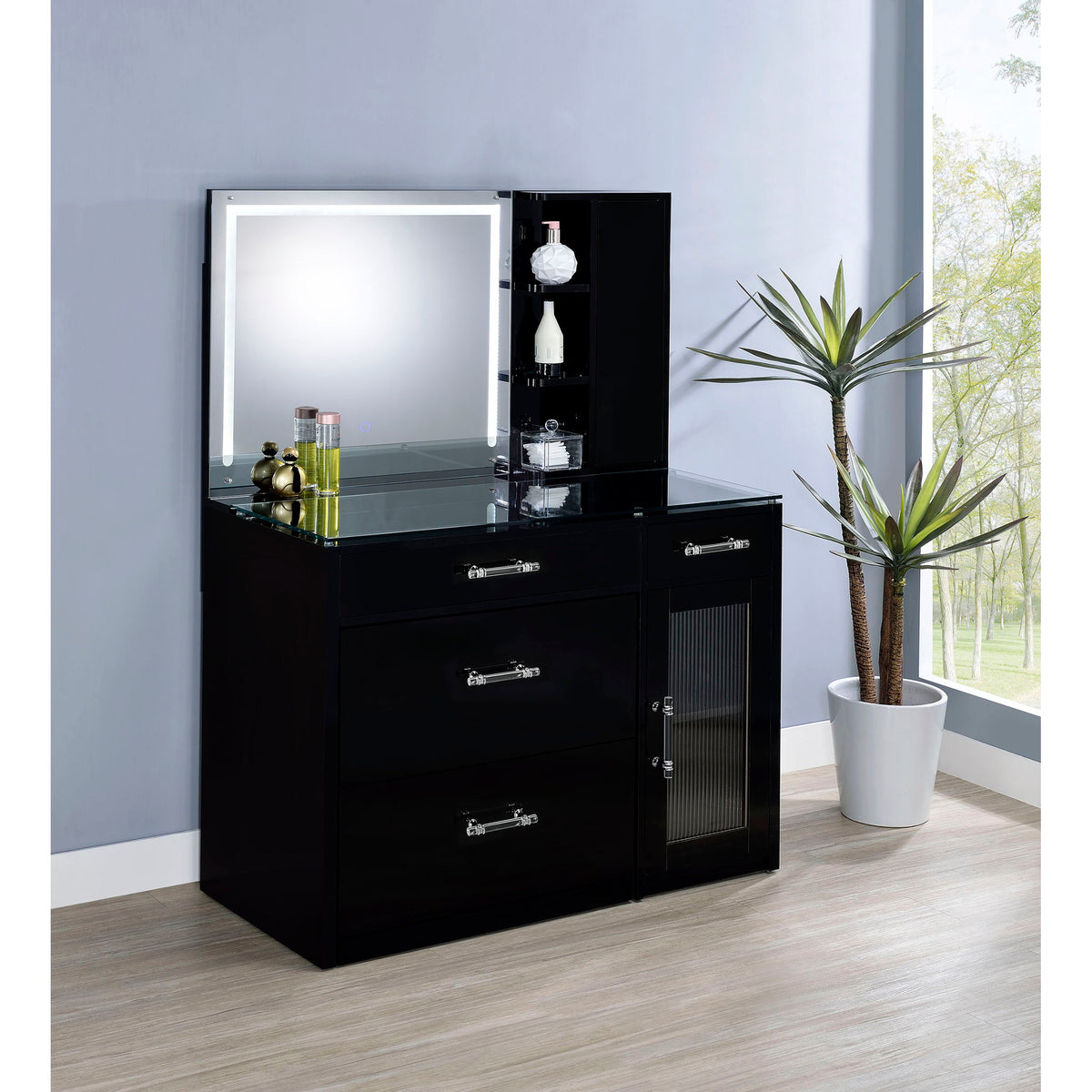 Kerr - 2 Drawer Makeup Vanity Table With Mirror And Stool