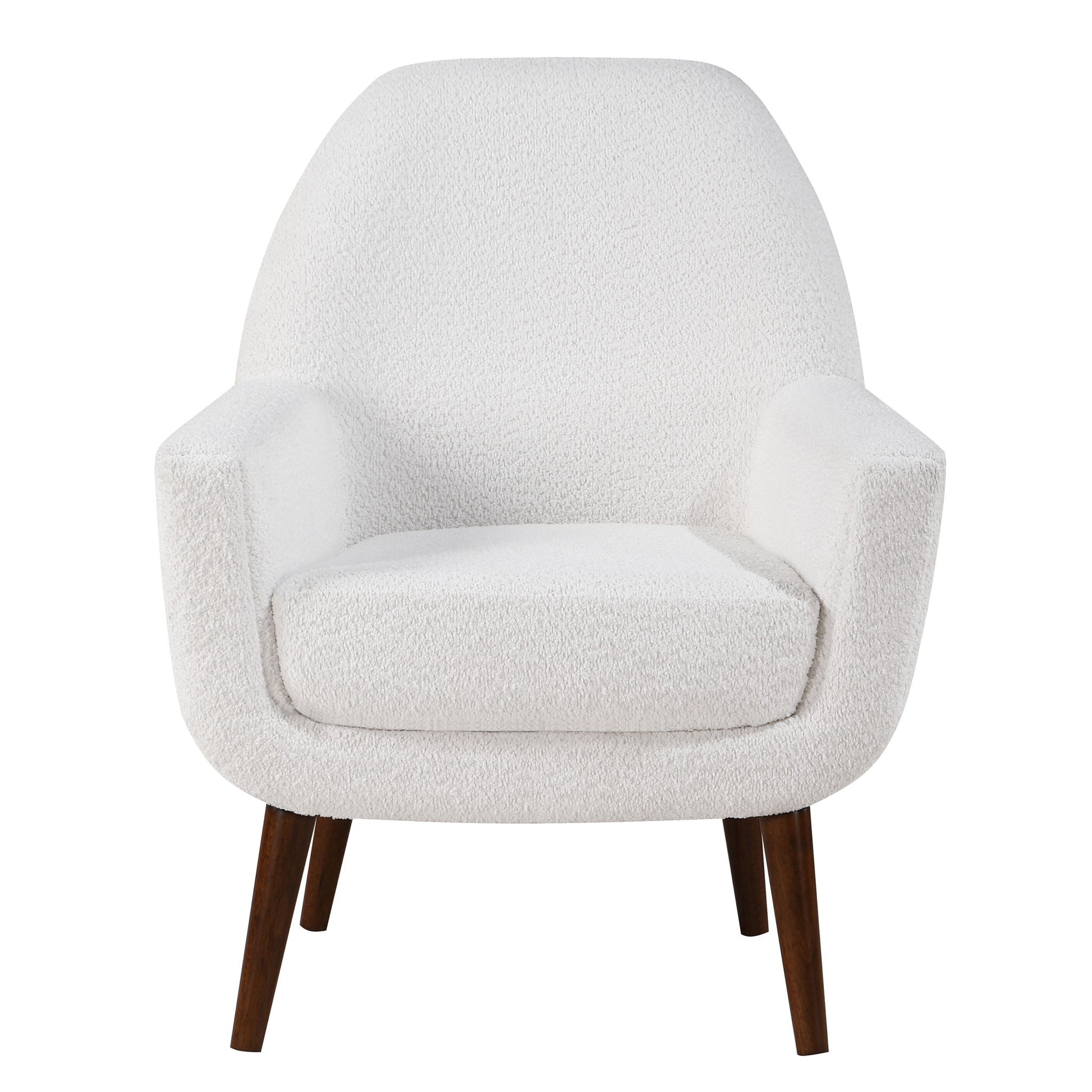 Prince - Mid Century Boucle Arm Chair With Solid Wood Legs - White