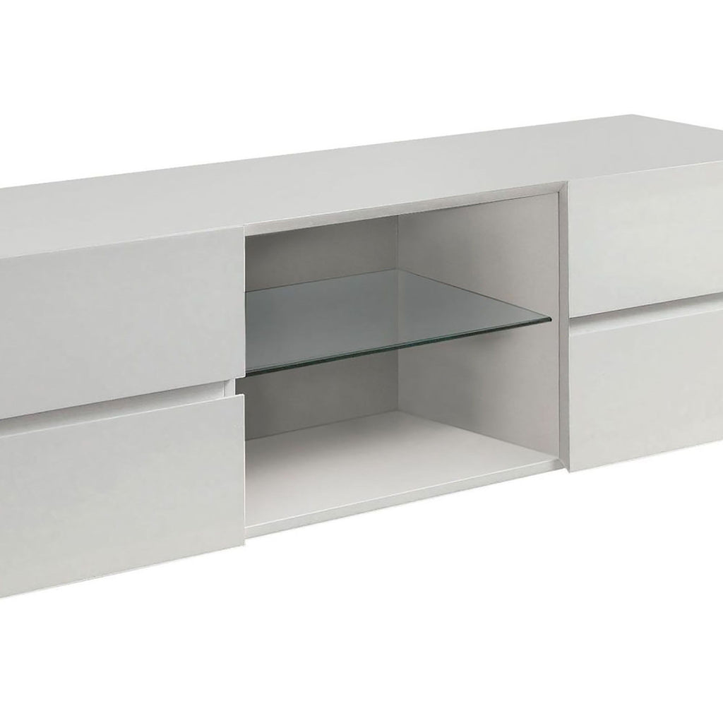 Glossy 4 Drawer TV Console - White