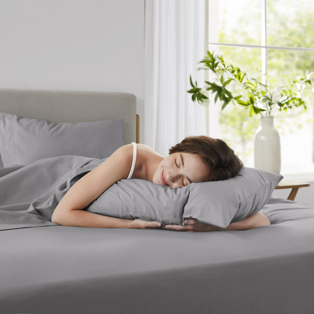 Cotton 144TC - Twin Solid Sheet Set - Dark Gray