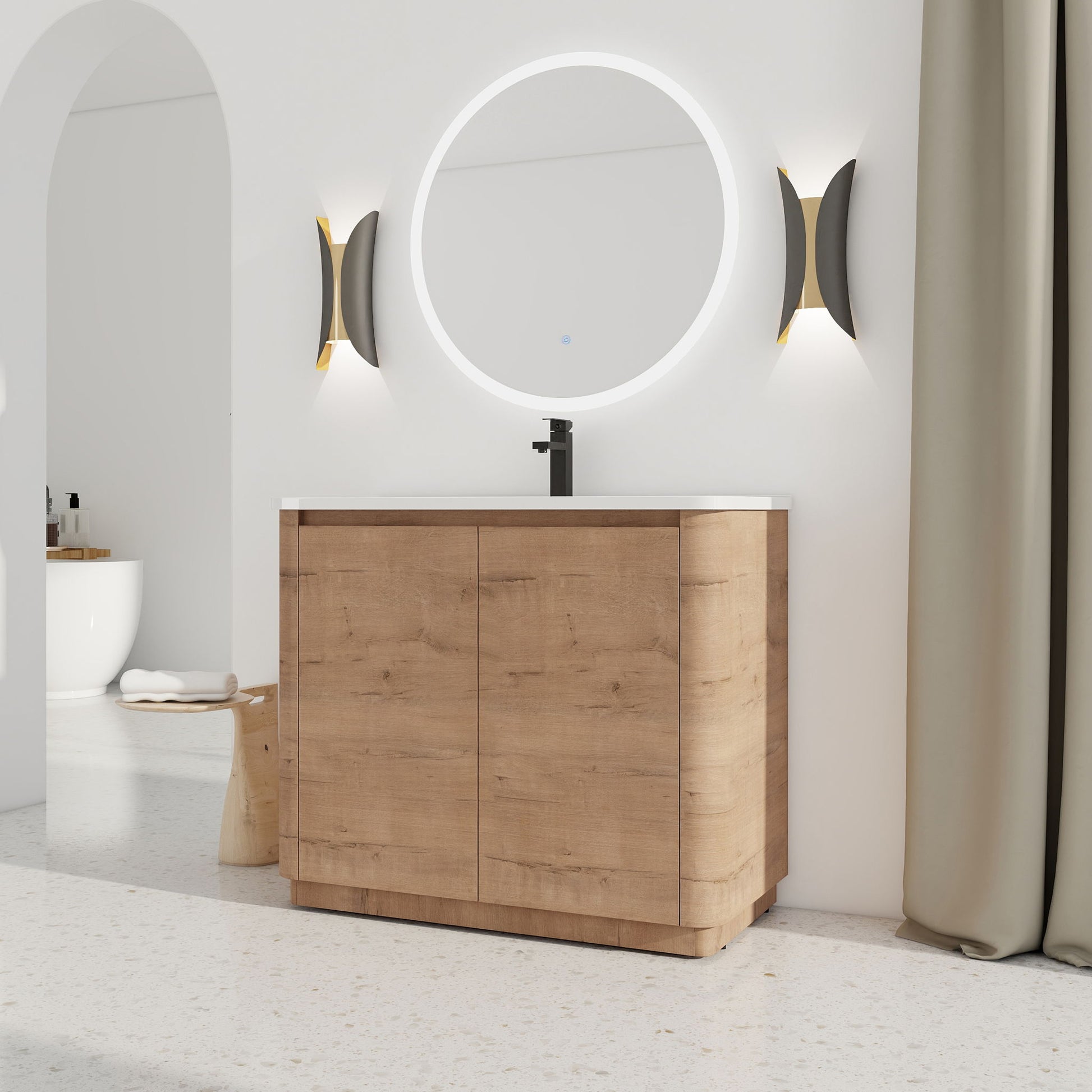 Freestanding Bathroom Vanity With Sink & 2 Soft Close Doors
