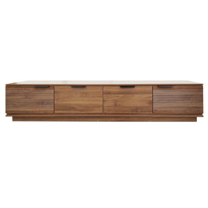 TV Stand, Entertainment Center & Fluted Door & Cable Management, Soft Closing Hinges - Walnut