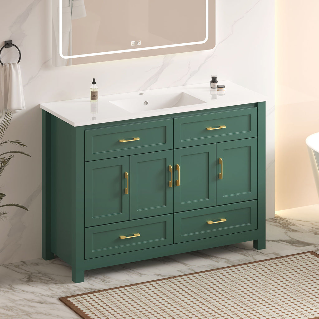 Bathroom Vanity With Sink Combo, 4 Soft Close Doors And 4 Drawers