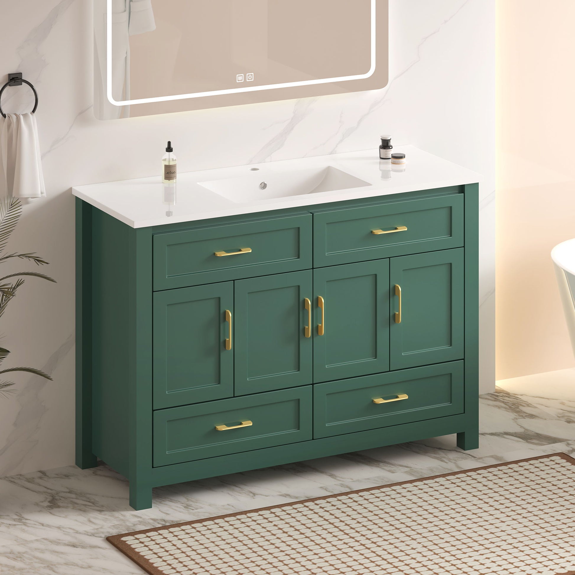Bathroom Vanity With Sink Combo, 4 Soft Close Doors And 4 Drawers