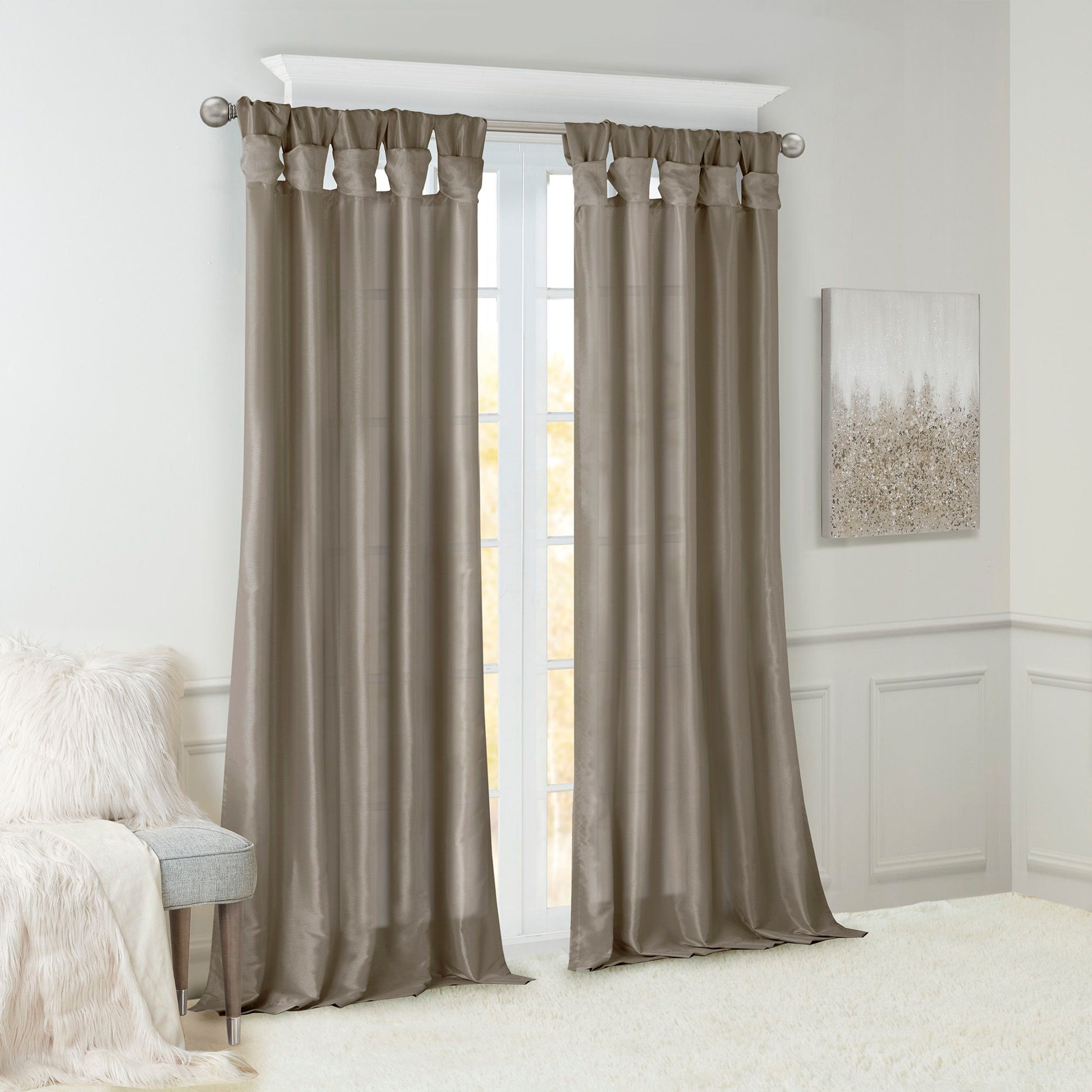 Emilia - Twist Tab Lined Window Curtain - Pewter