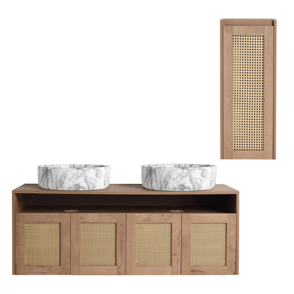 Bathroom Vanity & Art Sink And Side Cabinet, Float Mounting Design