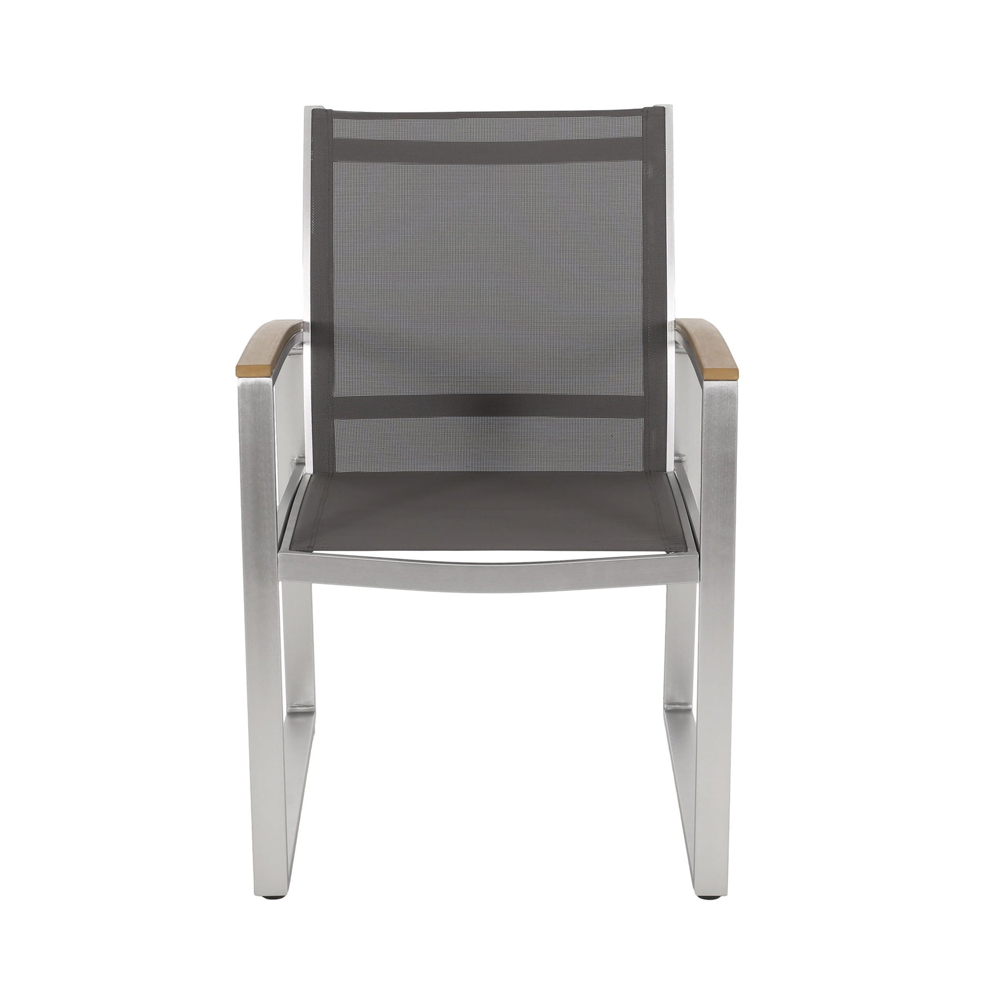 Poetic - Outdoor Dining Chair With Faux Wood Arms And Aluminum Frame (Set of 2) - Gray