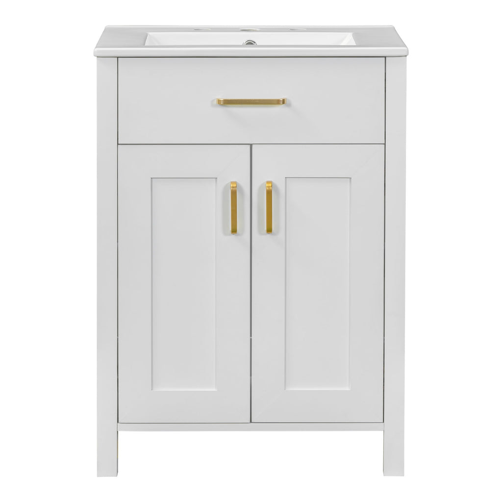 Bathroom Vanity Combo With Ceramic Sink, Luxurious Space-Saving Vanity, 2 Soft Close Doors