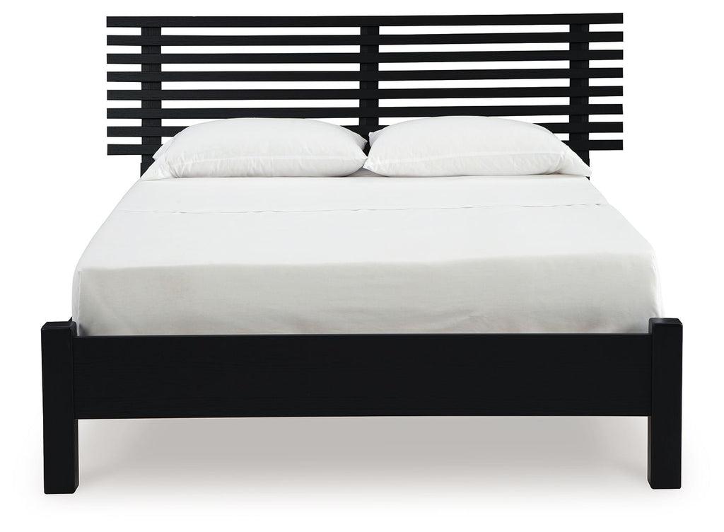 Danziar - Full Slat Panel Bed With Low Footboard - Black