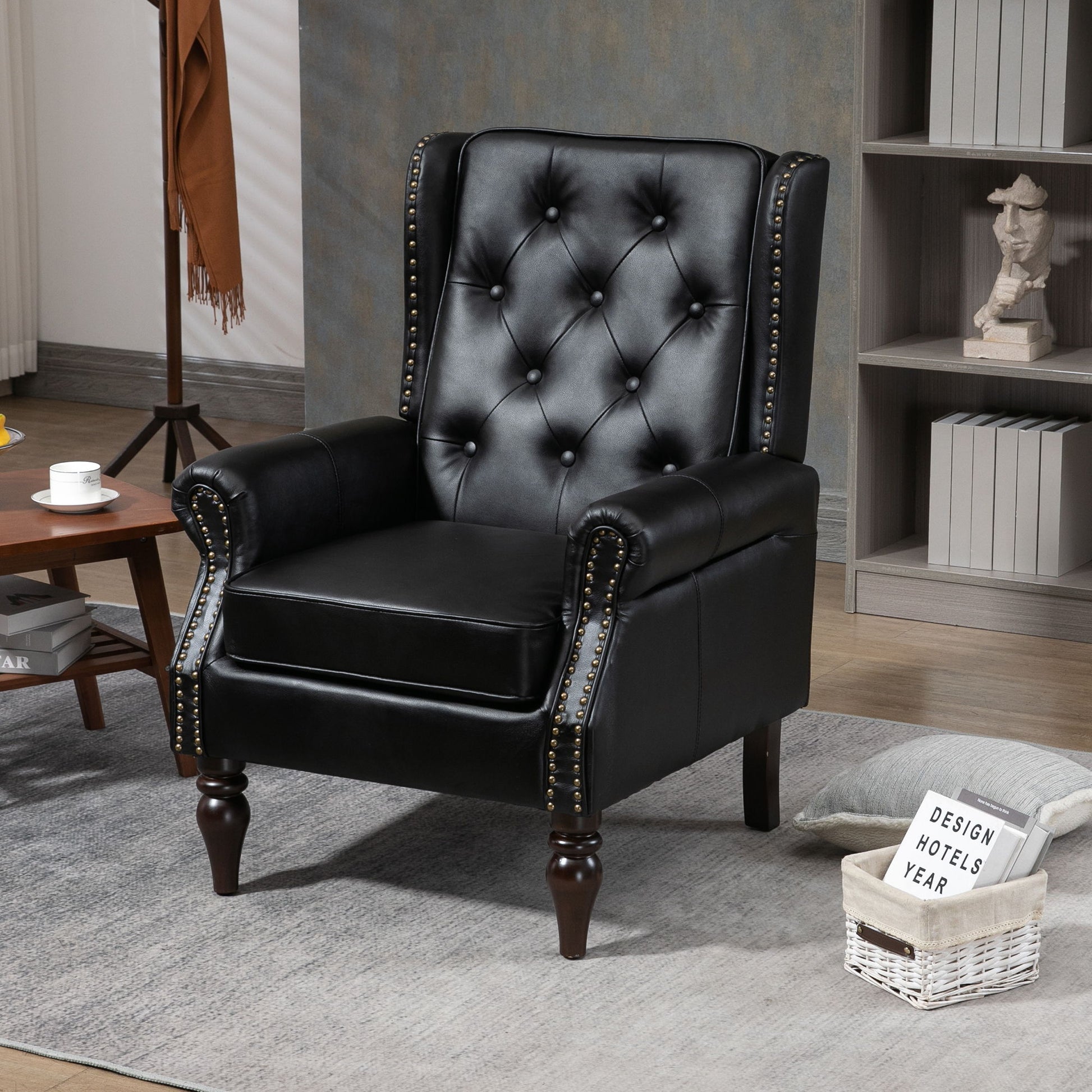 Modern Accent Armchair With Sturdy Wood Legs