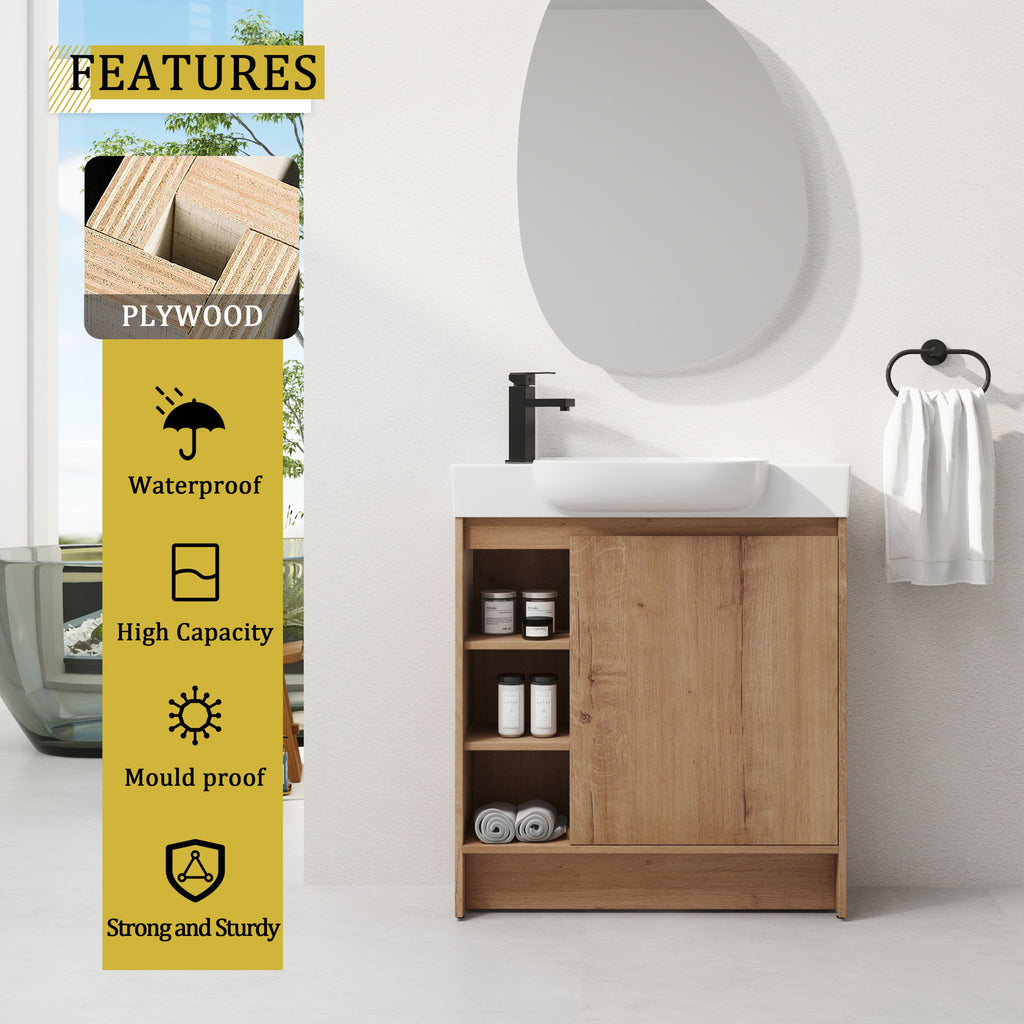 Sleek Design Freestanding Bathroom Vanity With Sink, Soft Close Door