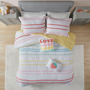Haisley - Twin Comforter Set With Trim - Pink
