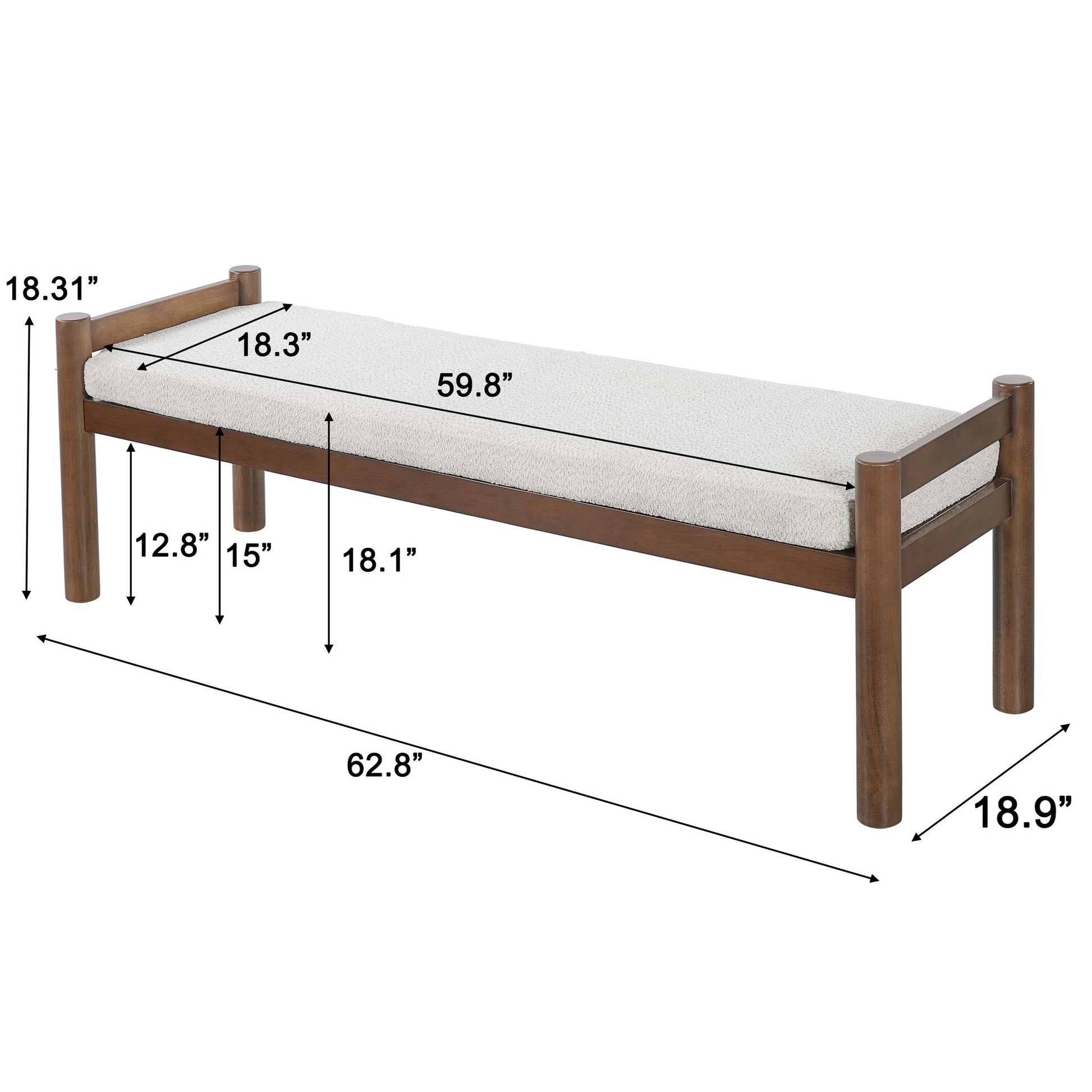 Upholstered Ottoman Bench, Indoor Accent Footrest - Beige