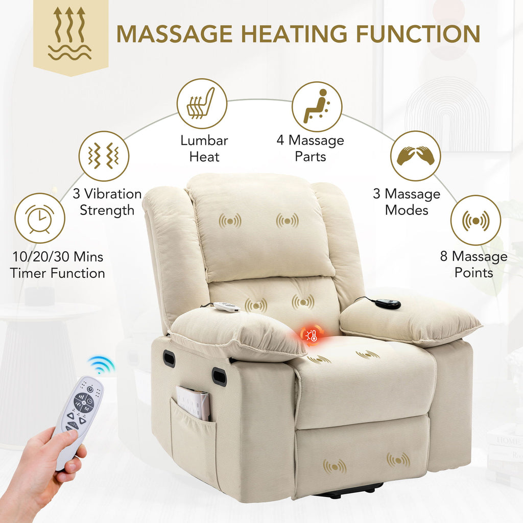 Massage Recliner Power Lift Chair With Adjustable Massage And Heating Function