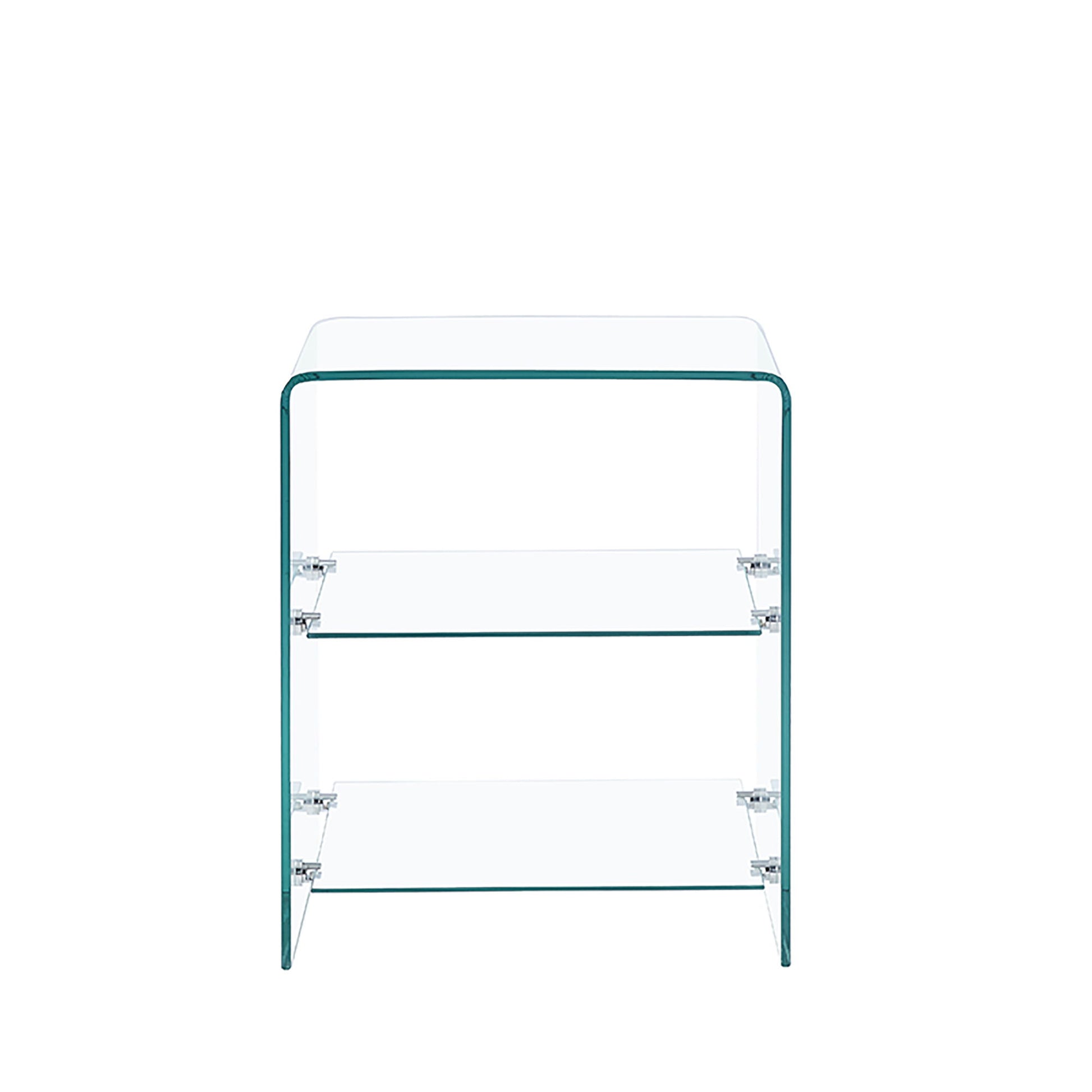 Tempered Clear Bent Glass Side Table Sofa Table, Multi Purpose Use, Premium Tempered Glass - Transparent