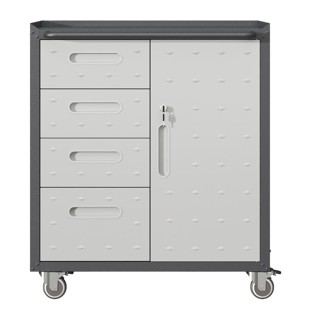 Sturdy Metal Tool Storage Cabinet With Wheels Durable Garage, Office & Home Organizer Steel