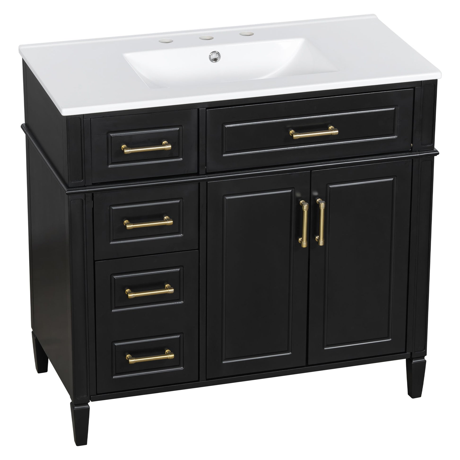 Bathroom Vanity With Sink, 4 Drawers, 2 Doors
