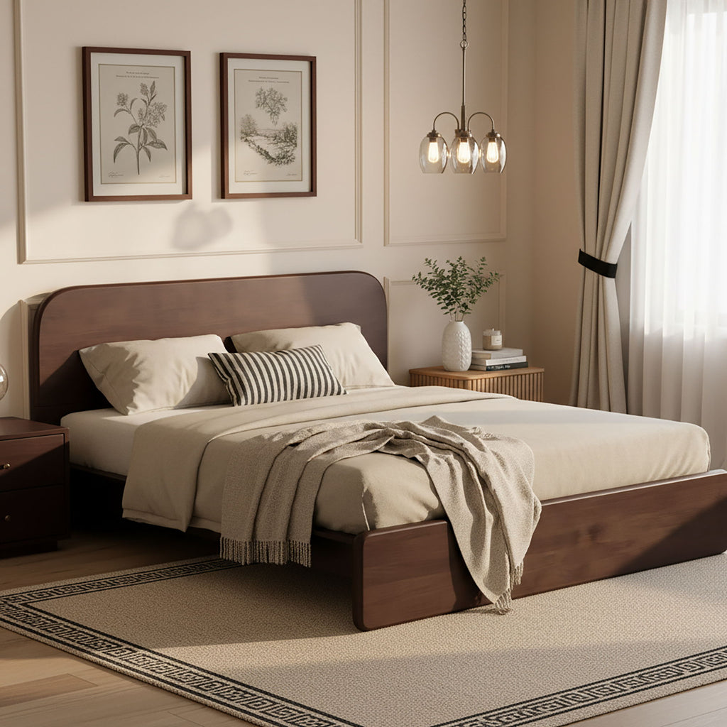 Platform Bed Frame With Rounded Headboard