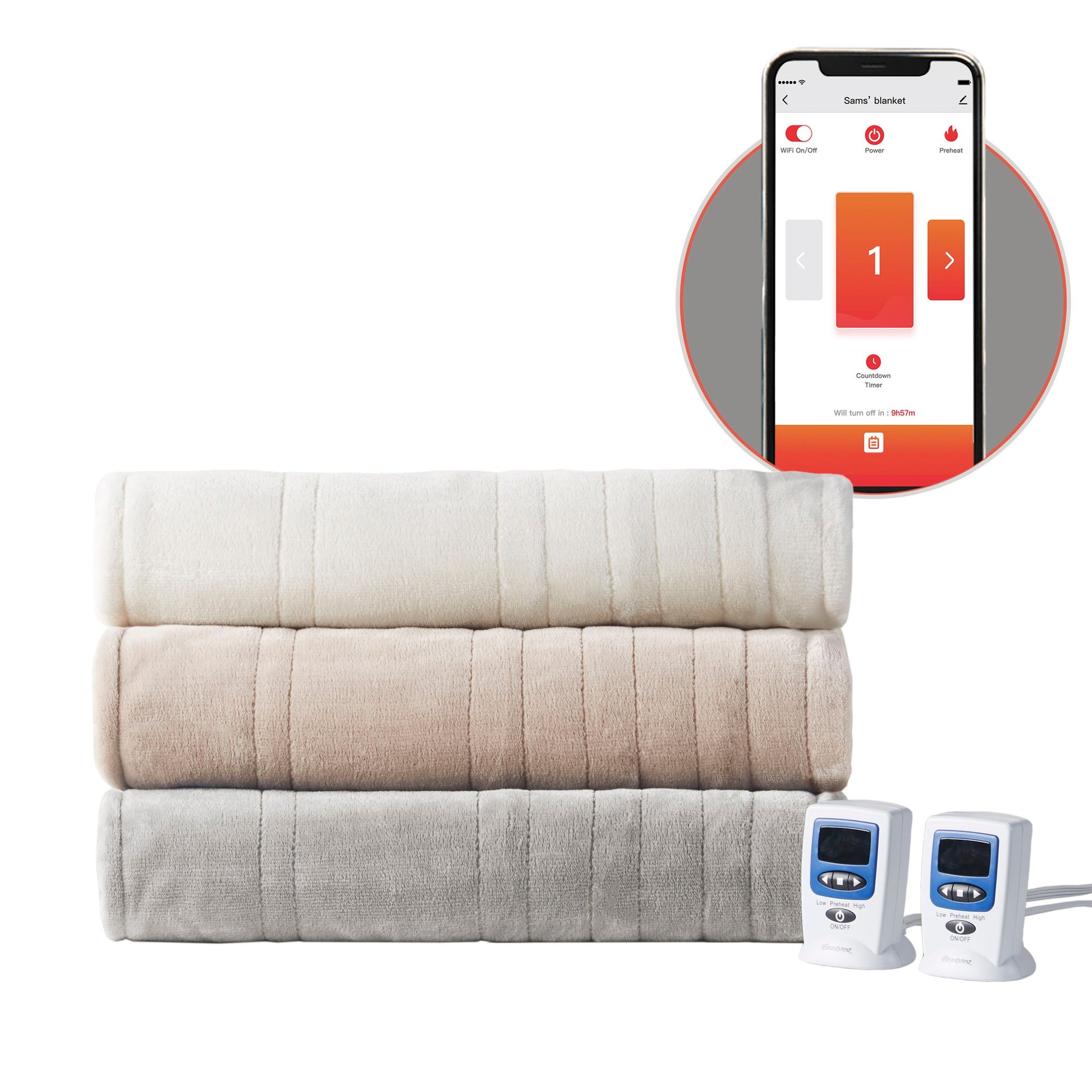Microplush - Queen Heated Blanket With Wifi Technology - Gray