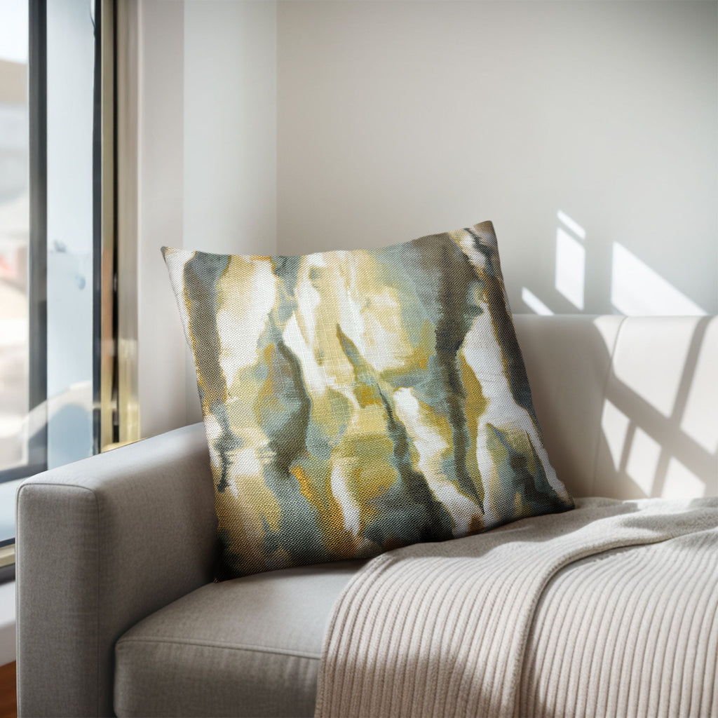 Zoe - Multi Color Square Pillow - Gold / Gray
