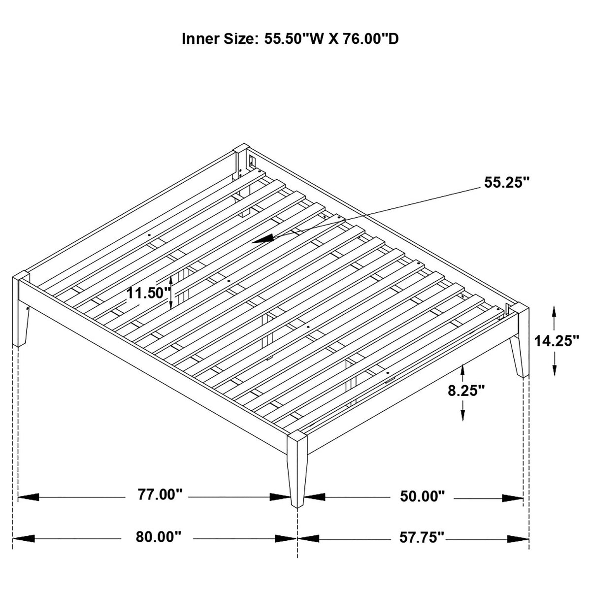 Sophie - Platform Bed Base With Slatted Design