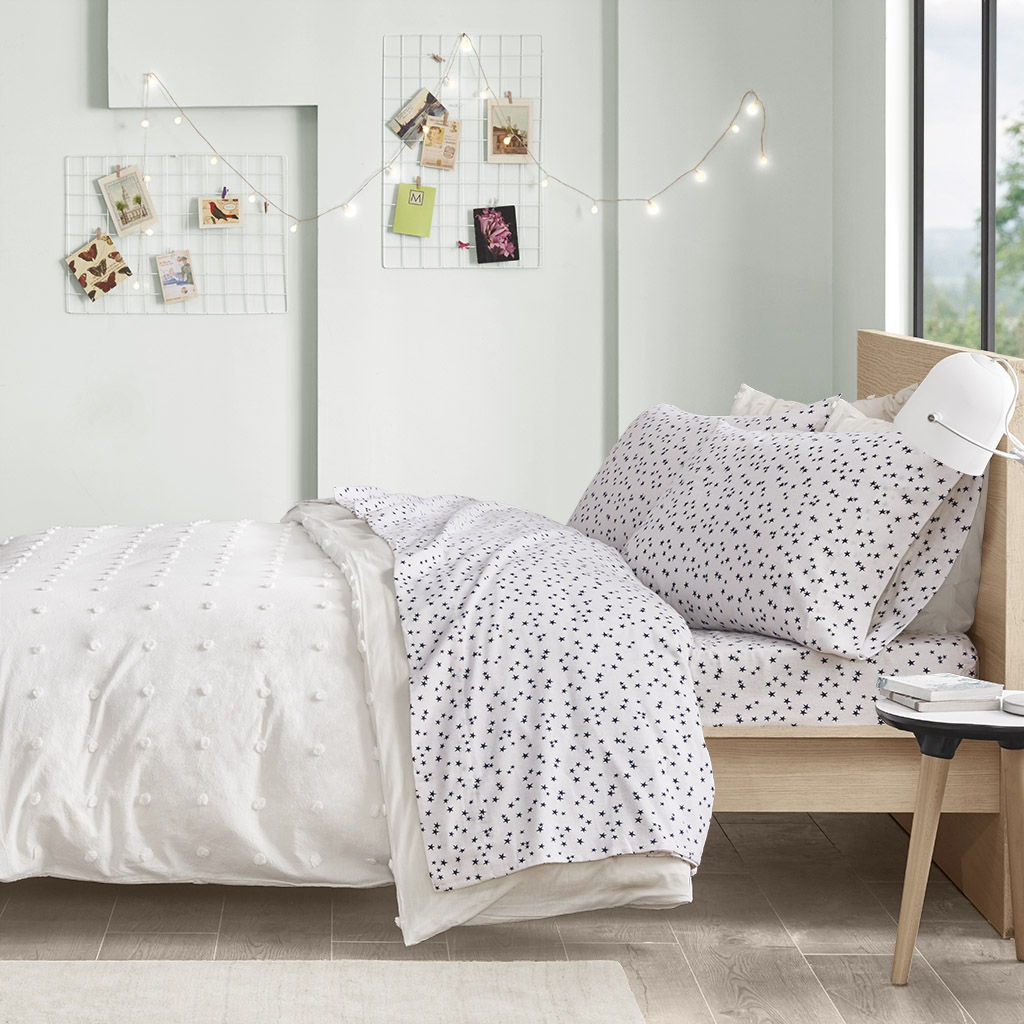 Cozy Soft - Twin Long Novelty Print Sheet Set - Blue Stars