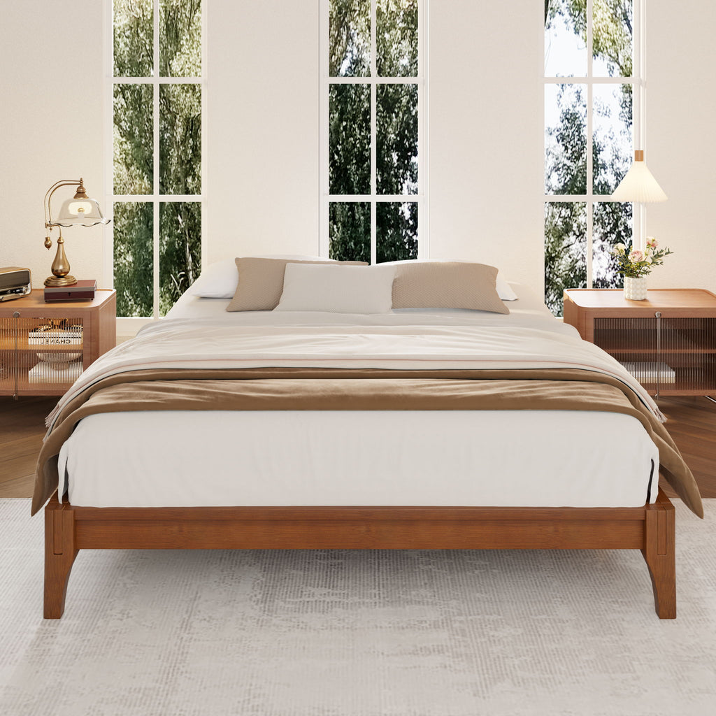 Solid Dry Bamboo Platform Bed Frame, With Slat Support