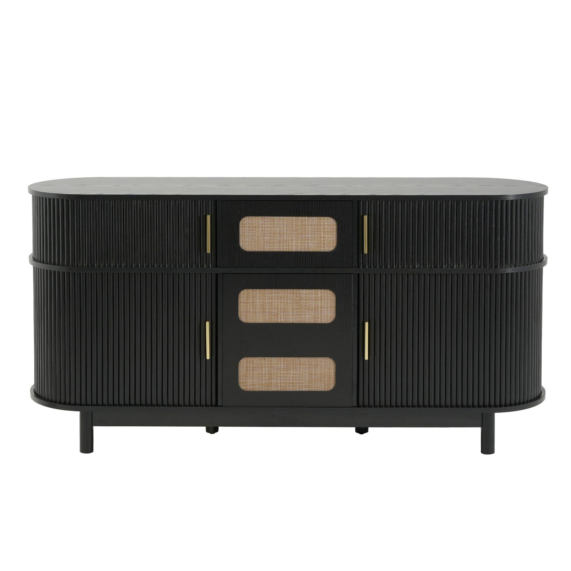 Fluted Sideboard Buffet Cabinet With Sliding Doors And Adjustable Shelves