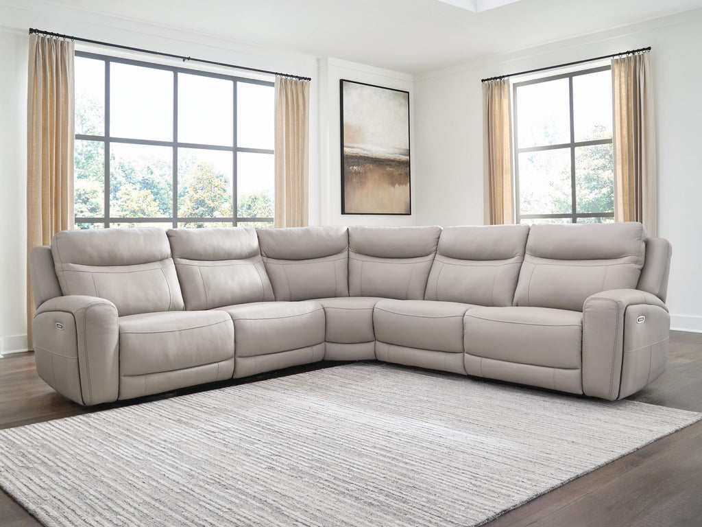 Gravier - 5-Piece Power Reclining Sectional - Gray
