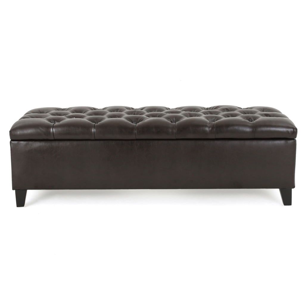 Nebulous - Upholstered Ottoman With Storage And Diamond Tufted Seat - Brown